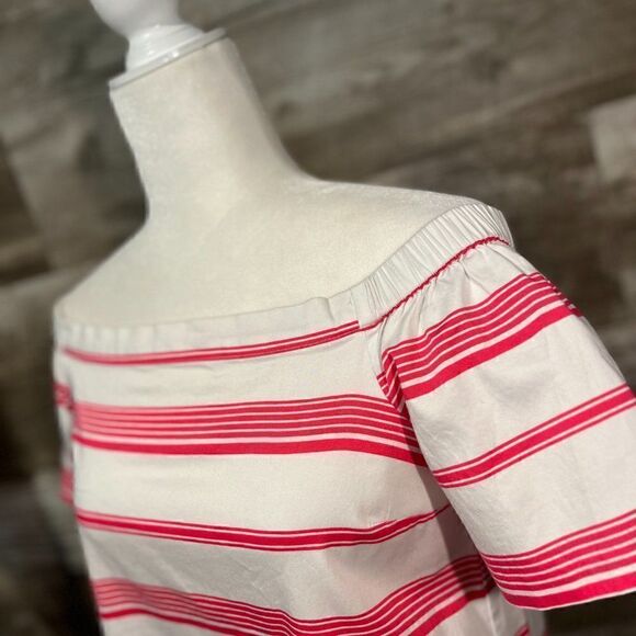Maison Jules hot pink and white striped sheath off-shoulder dress - M - Picture 3 of 8